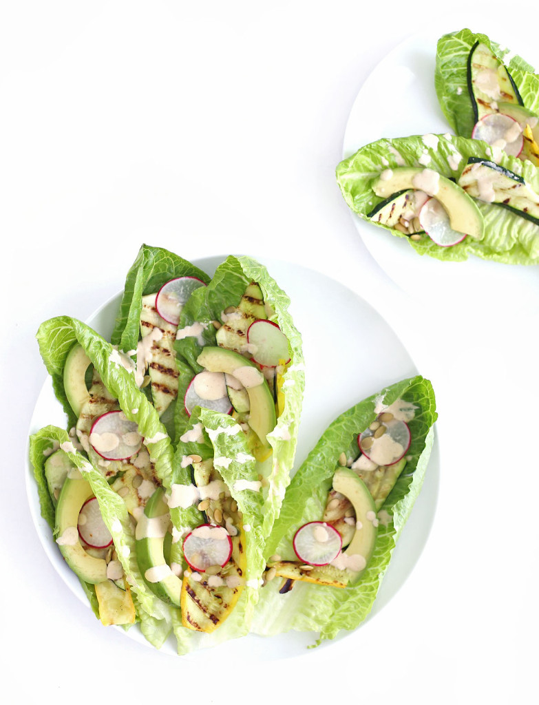 romaine salad with grilled vegetables
